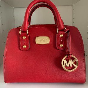 Michael Kors Red Textured Satchel Purse